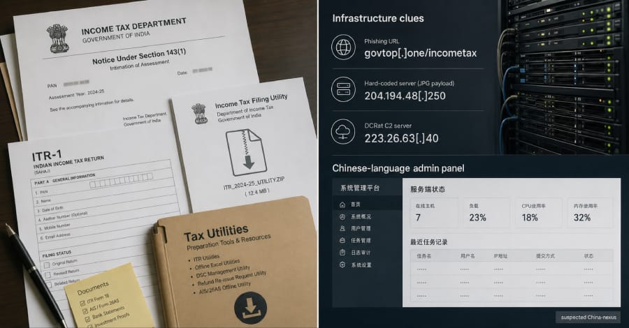 China-gerelateerde hackers gebruiken nep Indiase belastingsoftware voor DcRAT-aanval